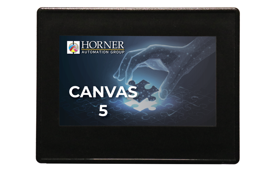 Canvas 5; 2 rdzenie; 4.3" kolor; 2 MB pamięci; RS232; RS485; Ethernet; 2x USB; MicroSD; CAN; 4 DI (4 HSC 500 KHz); 4 DO (2 PWM 500 KHz); 4 AI (0-10V; 0-20mA; 4-20mA; 12 bit) 2