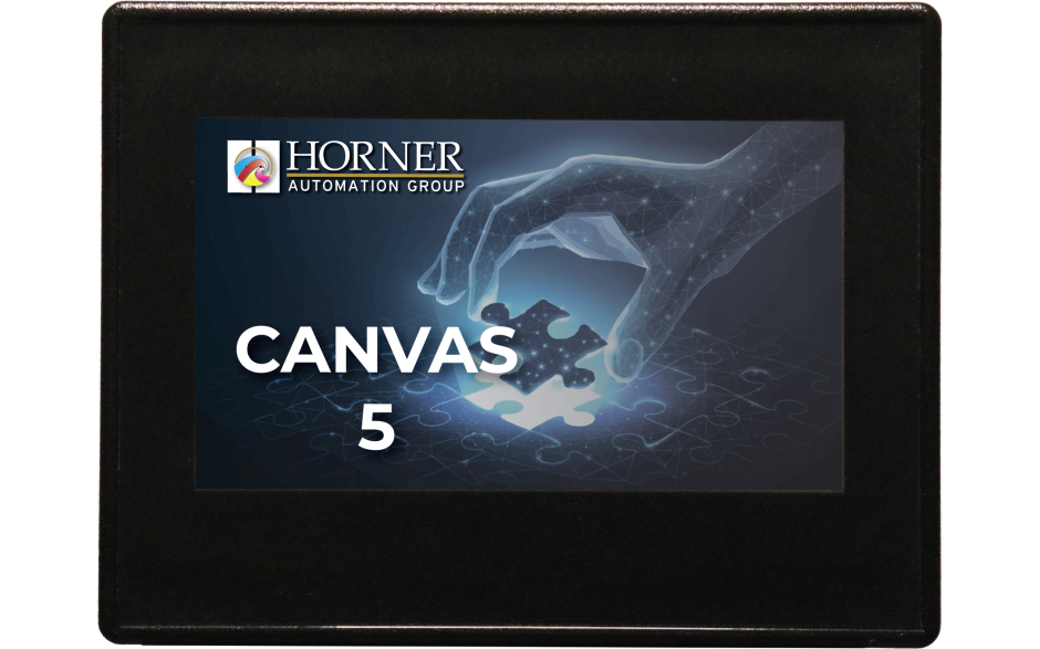 Canvas 5; 2 rdzenie; 4.3" kolor; 2 MB pamięci; RS232; RS485; Ethernet; 2x USB; MicroSD; CAN; 4 DI (4 HSC 500 KHz); 4 DO (2 PWM 500 KHz); 4 AI (0-10V; 0-20mA; 4-20mA; 12 bit) 3