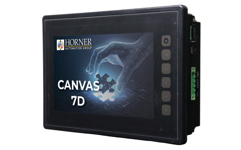 Canvas 7D; 2 rdzenie; 7" kolor; 2 MB pamięci; RS232; RS485; RS232/485; 2x Ethernet; 2x USB; MicroSD; 2x CAN; 12 DI (4 HSC); 12 DO (2 PWM); 2 AI (0-10V; 0-20mA; 4-20mA; RTD; THM); 2 AO