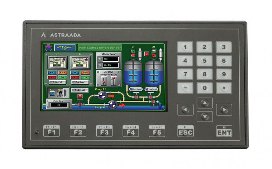 Dotykowy panel operatorski Astraada HMI, matryca TFT 4,3” (480x272, 65k) z klawiaturą numeryczną, RS232/422/485, RS232, USB Client/Host 2