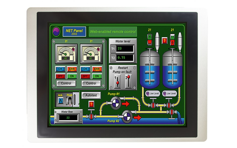 Dotykowy panel operatorski Astraada HMI, matryca TFT 15” (1024x768, 65k), RS232/422/485, RS422/485, RS232, USB Client/Host, Ethernet, MicroSD