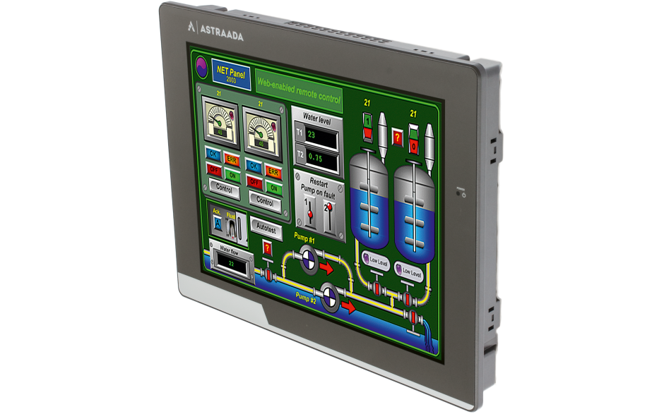 Dotykowy panel operatorski Astraada HMI, matryca TFT 10” (800x600, 65k), RS232/422/485, RS422/485, RS232, USB Client/Host, Ethernet, MicroSD 5
