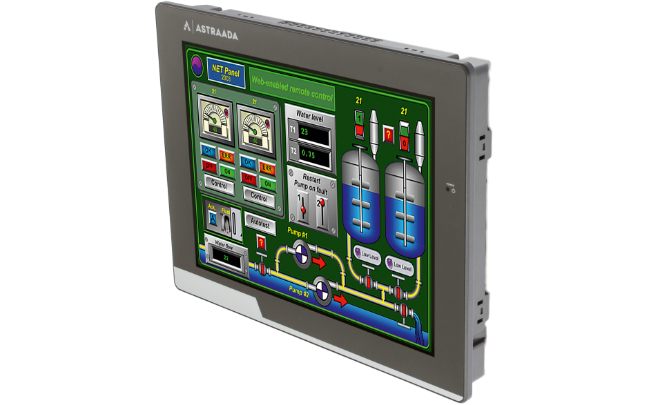 Dotykowy panel operatorski Astraada HMI, matryca TFT 10” (1024x600, 65k), RS232/422/485, RS232, USB Client/Host, Ethernet 4