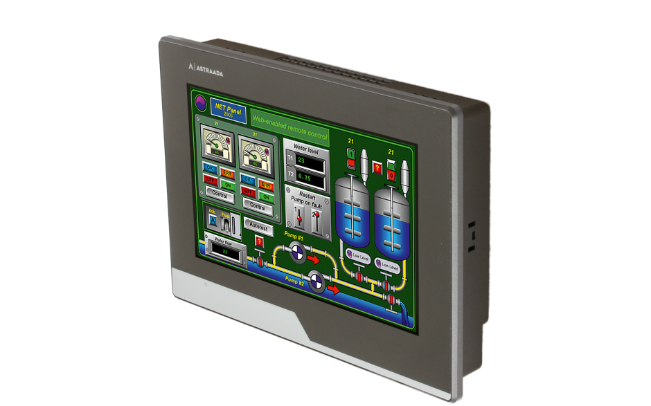 Dotykowy panel operatorski Astraada HMI, matryca TFT 7” (800x400, 65k), RS232/422/485, RS422/485, RS232, USB Client/Host, Ethernet, MicroSD 4