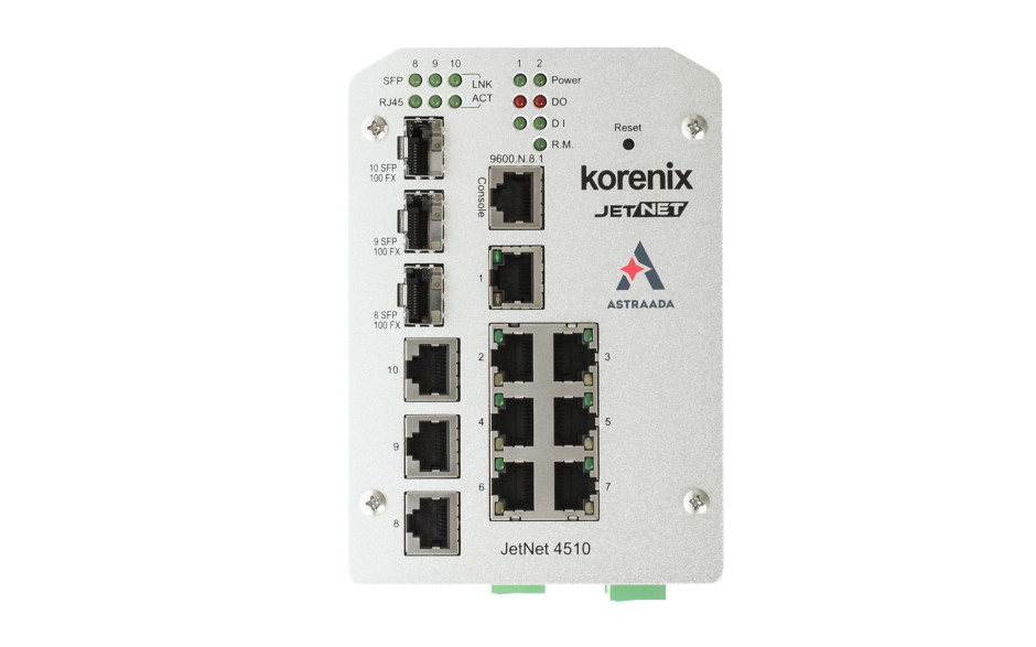 Switch zarządzalny przemysłowy, Ethernet - 10-portowy (7 x 10/100 Base-TX + 3 x RJ45/SFP  - 100 Base-X), RING, Modbus TCP 3