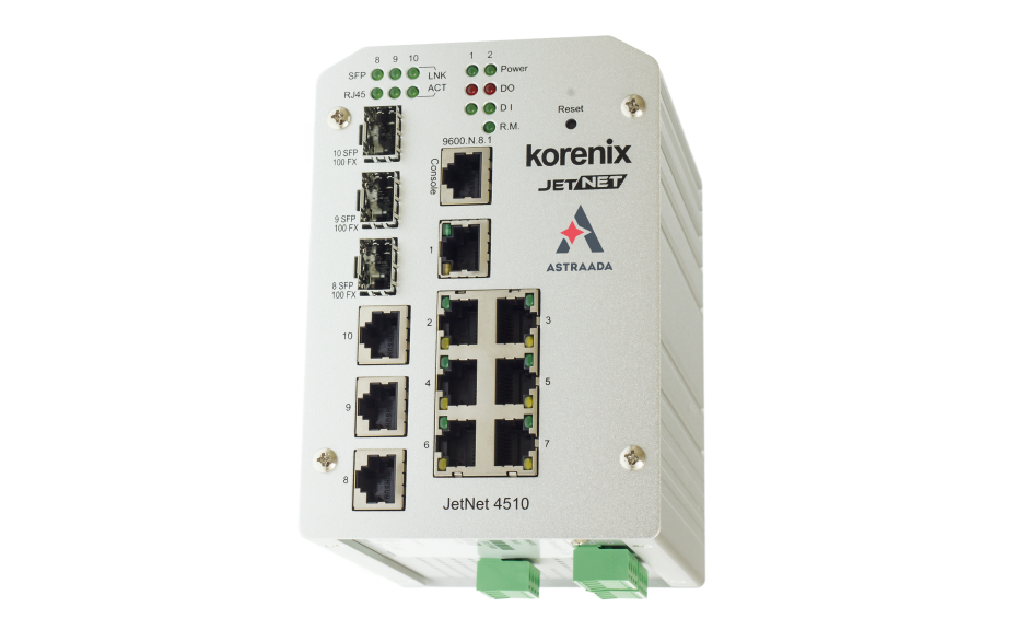 Switch zarządzalny przemysłowy, Ethernet - 10-portowy (7 x 10/100 Base-TX + 3 x RJ45/SFP  - 100 Base-X), RING, Modbus TCP