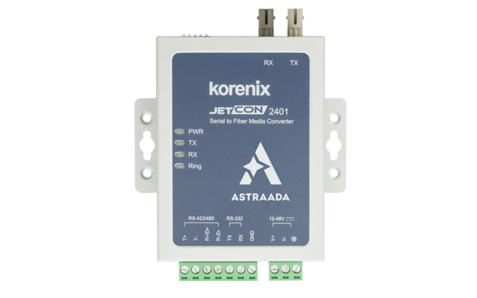 Konwerter RS232-RS422-485 na światłowód multimodowy ST, 5km