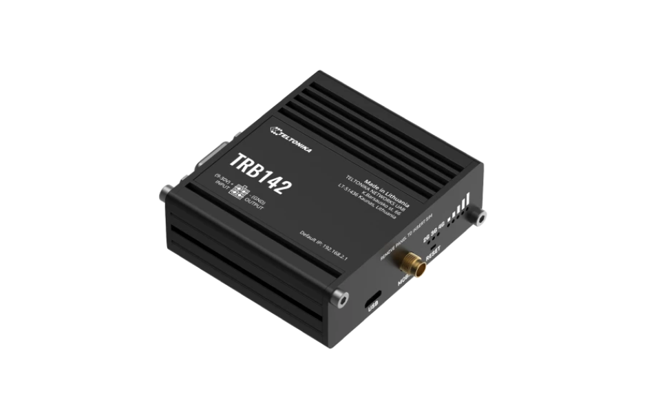 TRB142 - Gateway komórkowy 4G (LTE); RS232; 128MB RAM; SMS; IPSec; openVPN; możliwy montaż na szynie DIN 3