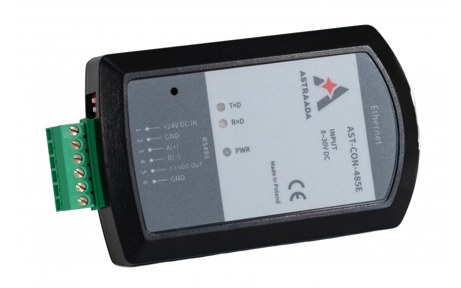 Konwerter Modbus RTU (RS485) na Modbus TCP (Ethernet 10BaseT), zasilanie 24V DC