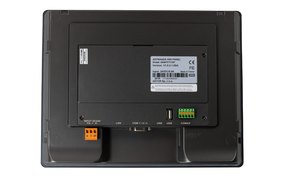 Dotykowy panel operatorski Astraada HMI, matryca TFT 10,1” (1024x600, 65k), RS232, RS422/485, 3x RS485, USB Client/Host, Ethernet, 30m gwarancji 4