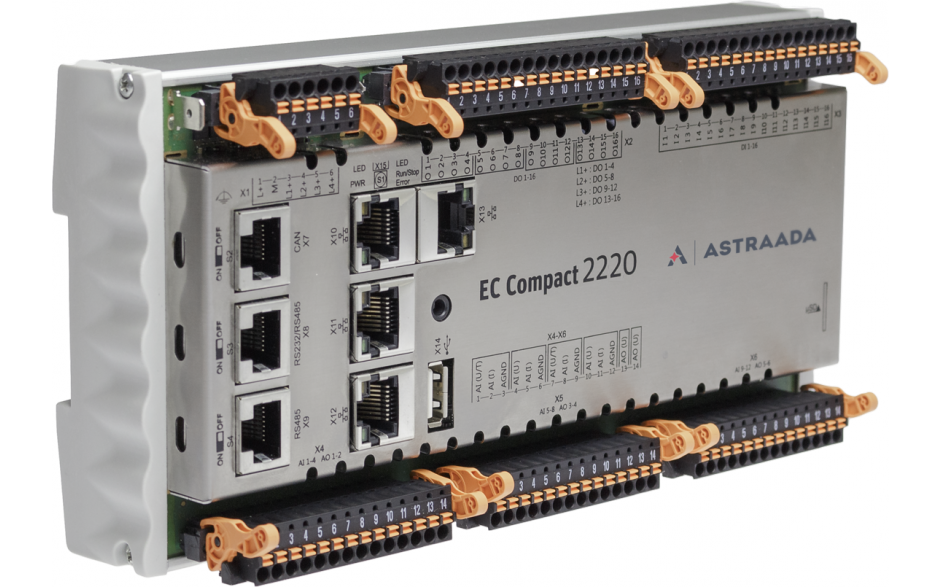 Astraada One Compact ECC2220 - 16DI, 16DO, 4AI, 2AO, web server, MQTT, RS232/485, CAN, EtherCAT, Ethernet,  Modbus TCP/RTU (253000800)