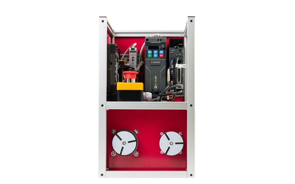 Stanowisko edukacyjne z falownikiem, serwonapędem i sterownikiem PLC + HMI