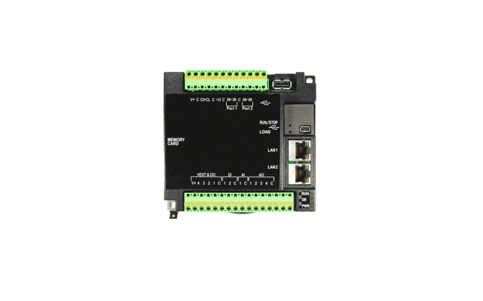 Wyprzedaż - Sterownik PLC RCC RCC2414; 2 x RS485; CsCAN; Ethernet; MicroSD; 2 x DI (12/24VDC); 4 x DO (24VDC); 1 x AI (0-10 V); 4 x AO (0-10 V)