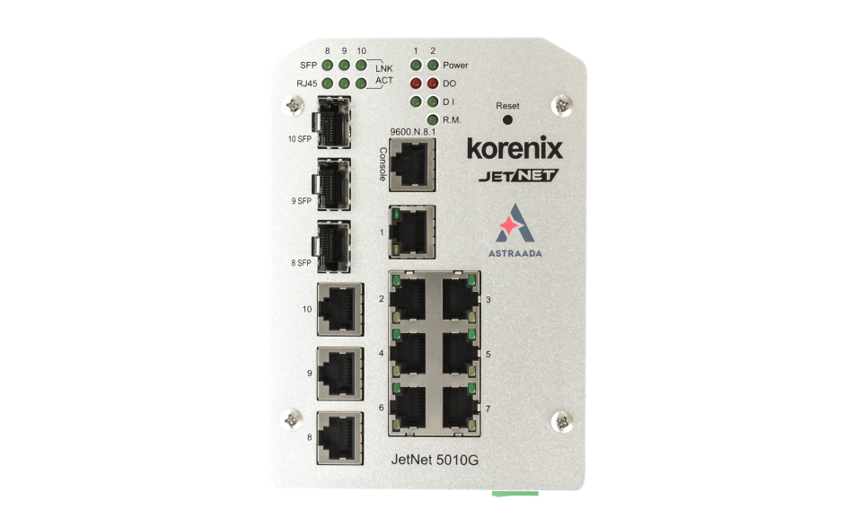 Switch zarządzalny przemysłowy, Ethernet - 10-portowy (7 x 10/100 Base-TX + 3 x RJ45/SFP - 100/1000 Base-X), RING, Modbus TCP, poszerzony zakres temperatur 3