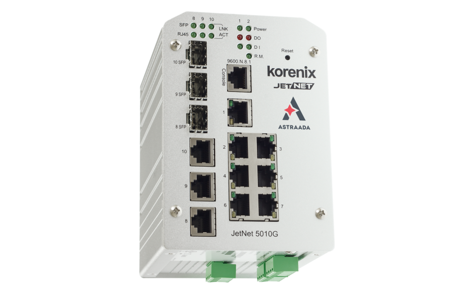 Switch zarządzalny przemysłowy, Ethernet - 10-portowy (7 x 10/100 Base-TX + 3 x RJ45/SFP - 100/1000 Base-X), RING, Modbus TCP, poszerzony zakres temperatur 4