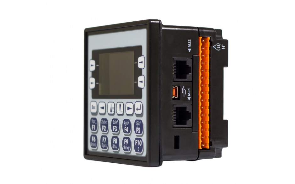 Sterownik PLC z HMI EXLe - 2.25", Ethernet; 12 DI (24V; 4 HSC); 12 DO (24V; 2 PWM); 6 AI (0-10V; 0-20mA; 4-20mA; RTD; THM); 4 AO (0-10V; 0-20mA; 4-20mA) 2