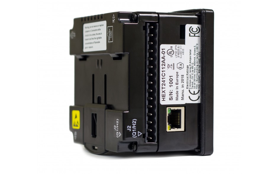 Sterownik PLC z HMI EXLe - 2.25", Ethernet; 12 DI (24V; 4 HSC); 6 DO (przekaźnik 2A); 4 AI (0-10V; 0-20mA; 4-20mA) 4