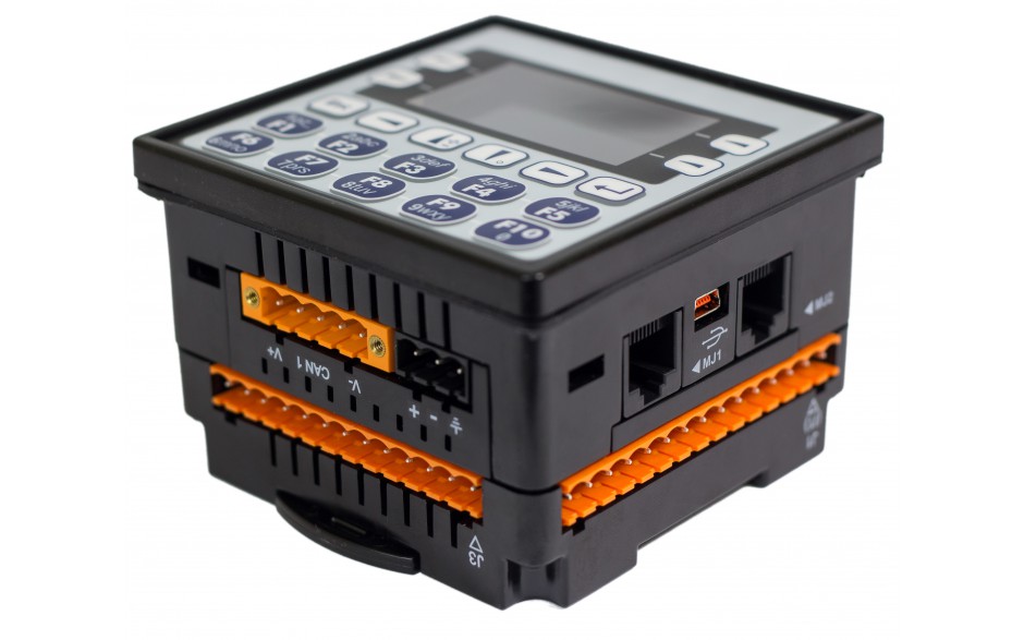 Sterownik PLC z HMI EXLe - 2.25", Ethernet; 12 DI (24V; 4 HSC); 12 DO (24V; 2 PWM); 6 AI (0-10V; 0-20mA; 4-20mA; RTD; THM); 4 AO (0-10V; 0-20mA; 4-20mA) 5