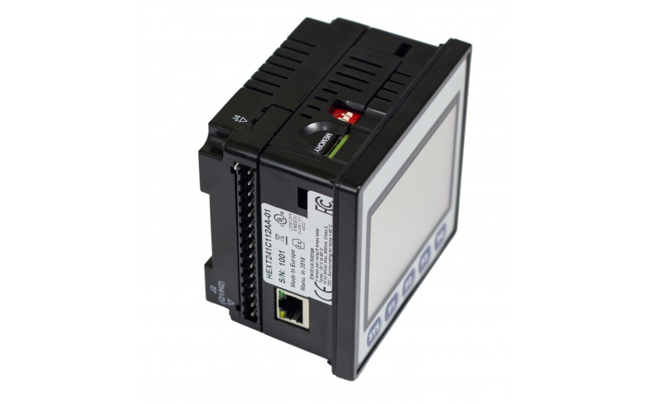 Sterownik PLC z HMI EXLt - 3.5", Ethernet; 12 DI (24V; 4 HSC); 12 DO (24V; 2 PWM); 2 AI (0-10V; 0-20mA; 4-20mA) 12