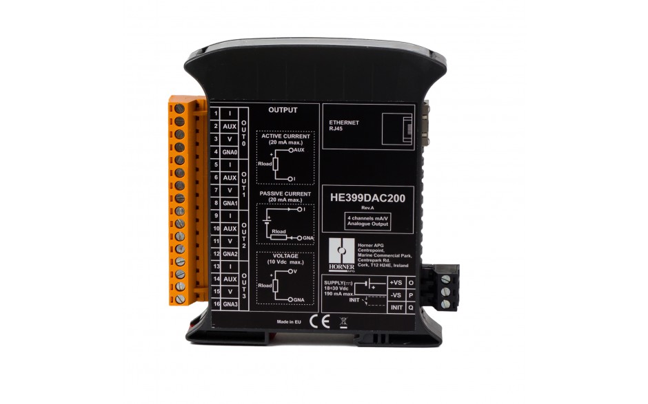 SmartMod PLUS I/O; 4 izolowane wyjścia analogowe (0-20 mA, 0-10 V); 16 bitów; Modbus TCP 3