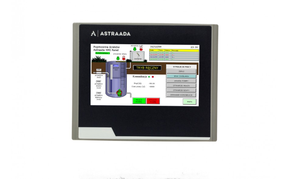 Dotykowy panel operatorski Astraada HMI, matryca TFT 4,3” (480x272, 65k), RS232/422/485, RS232, USB Client/Host 2