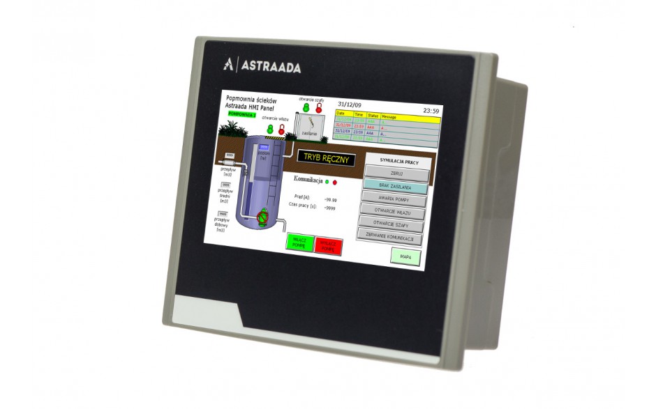 Dotykowy panel operatorski Astraada HMI, matryca TFT 4,3” (480x272, 65k), RS232/422/485, RS232, USB Client/Host