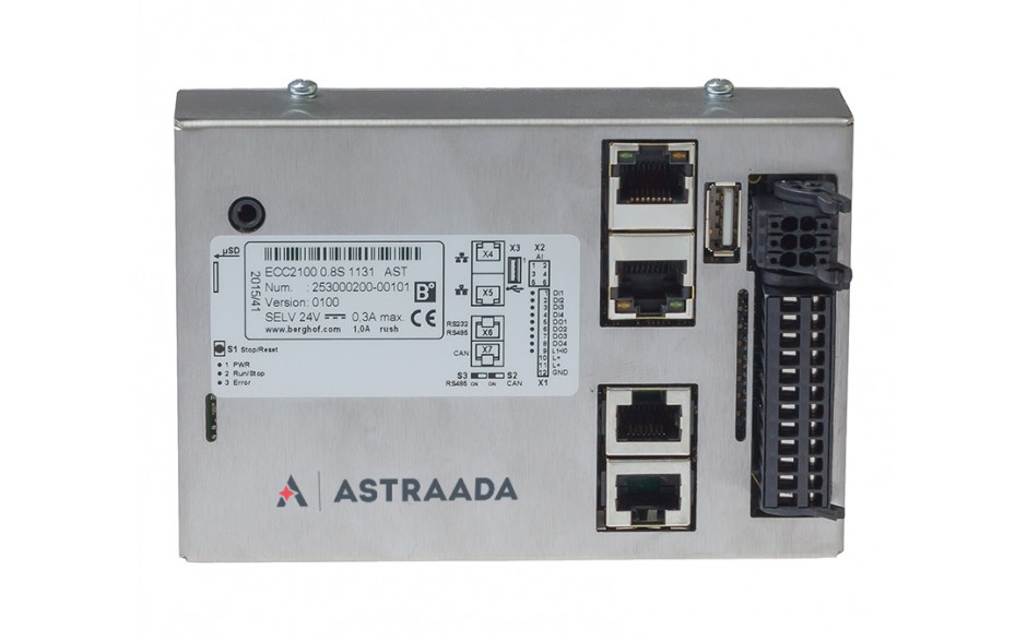 Astraada One Compact Slim ECC2100 - 4DI, 4DO, 4AI, web server, MQTT, RS232/485, CAN, EtherCAT, Modbus RTU/TCP (253000200) 2