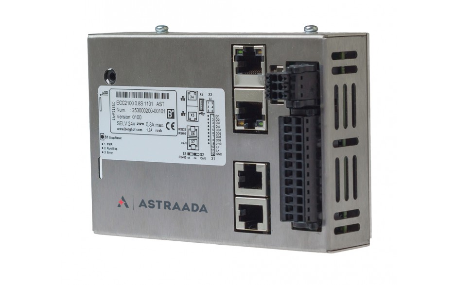 Astraada One Compact Slim ECC2100 - 4DI, 4DO, 4AI, web server, MQTT, RS232/485, CAN, EtherCAT, Modbus RTU/TCP (253000200)