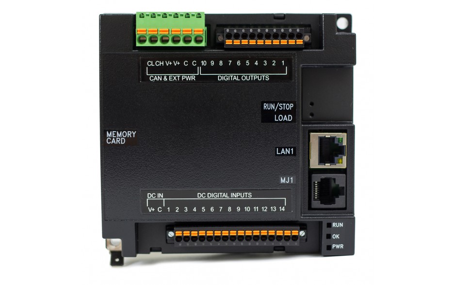 Sterownik PLC RCC1410; RS232, RS485, Ethernet, CsCAN, MicroSD;  14x DI, 10x DO 24 VDC; zasilanie 9-30 VDC 5