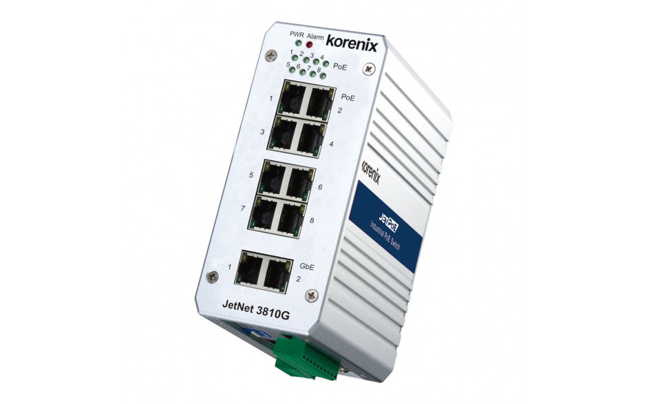 Switch PoE niezarządzalny przemysłowy, Ethernet - 10-portowy  (8 x 10/100 TX, PoE + 2 x 10/100/1000 TX)