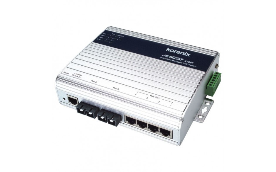 Wyprzedaż - Switch Ethernetowy 6-portowy (4 x PoE + 2 złącza SC MultiMode), zarządzalny SNMP, SuperRing