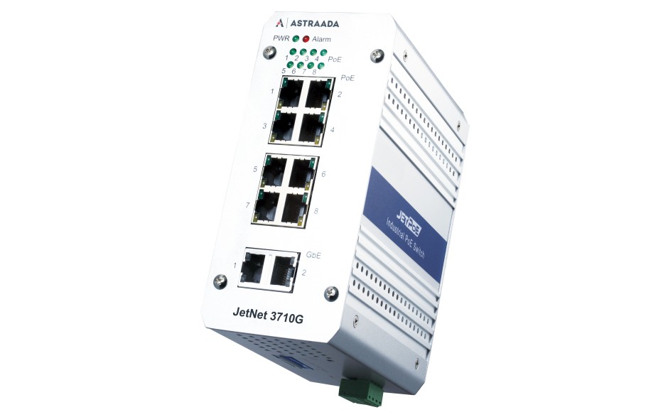 Switch PoE niezarządzalny przemysłowy, Ethernet - 10-portowy  (8 x 10/100 Base-TX, PoE + 2 x 10/100/1000 Base-TX
