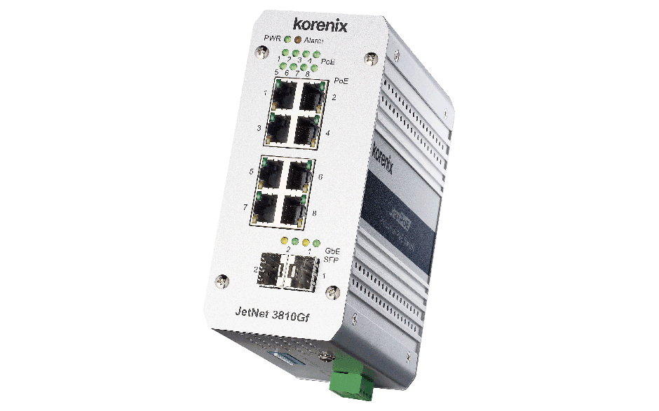 Switch PoE niezarządzalny przemysłowy, Ethernet - 10-portowy  (8 x 10/100 TX, PoE + 2xSFP - 1000 FX)