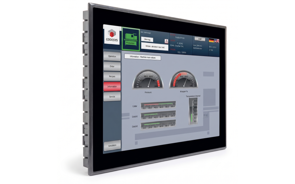 Astraada ONE Compact HMI PI Prime S01 - PLC+HMI, 7", WVGA, Raspberry Pi CM4 4x1.5GHz, 1GB RAM, 2x USB, 2x ETH, Codesys 3.5