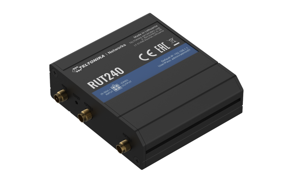 RUT240 - Router przemysłowy 4G (LTE); Ethernet; 64MB RAM; SMS; IPSec; openVPN; WiFi; montaż na szynie DIN 2