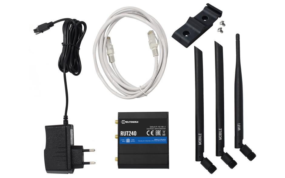 RUT240 - Router przemysłowy 4G (LTE); Ethernet; 64MB RAM; SMS; IPSec; openVPN; WiFi; montaż na szynie DIN 5