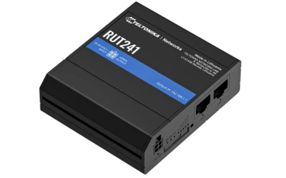 RUT241 - Router przemysłowy 4G (LTE); Ethernet; 64MB RAM; SMS; IPSec; openVPN; WiFi; montaż na szynie DIN