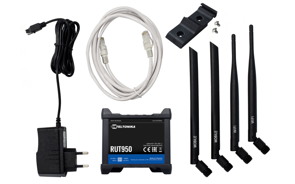 RUT951 - Router przemysłowy 4G (LTE); Ethernet; 128MB RAM; DUAL SIM; SMS; IPSec; openVPN; WiFi; montaż na szynie DIN 5