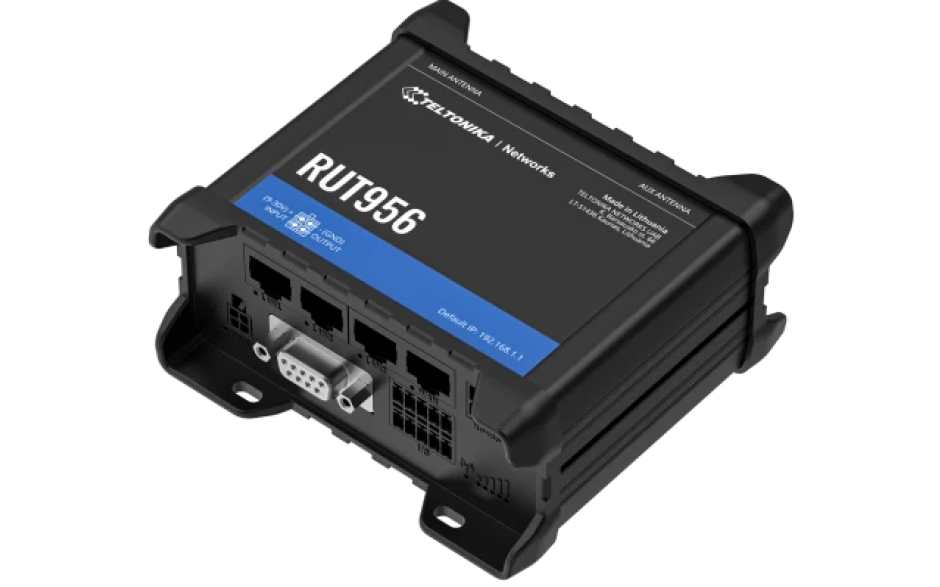 RUT956 - Router przemysłowy 4G (LTE); Ethernet; RS232/485; 128MB RAM; DUAL SIM; SMS; IPSec; openVPN; WiFi; montaż na szynie DIN