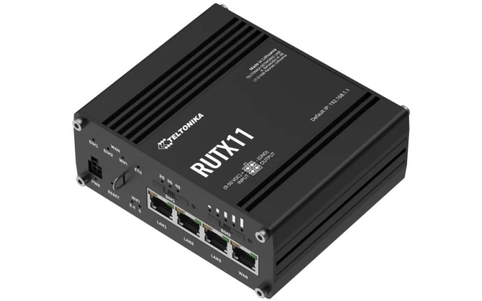 RUTX11 - Router przemysłowy 4G (LTE); Ethernet; 256 MB RAM; DUAL SIM; Bluetooth; SMS; IPSec; openVPN; WiFi; montaż na szynie DIN
