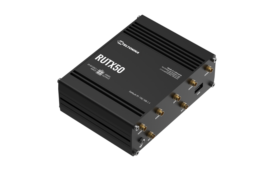 RUTX50 - Router przemysłowy 5G/4G; Ethernet; 256 MB RAM; DUAL SIM; GPS; SMS; IPSec; openVPN; WiFi; montaż na szynie DIN 4