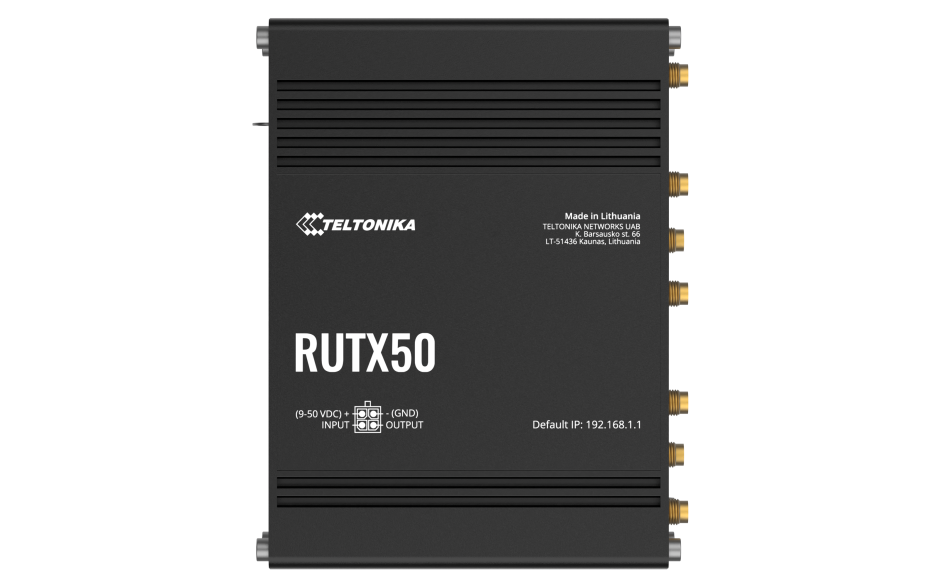 RUTX50 - Router przemysłowy 5G/4G; Ethernet; 256 MB RAM; DUAL SIM; GPS; SMS; IPSec; openVPN; WiFi; montaż na szynie DIN 5