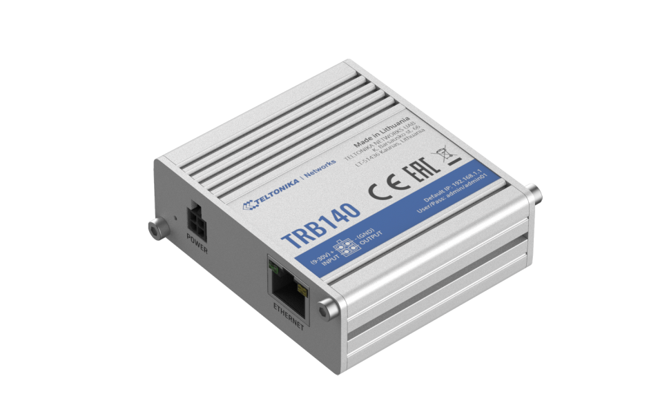 TRB140 - Gateway komórkowy 4G (LTE); Ethernet; 128MB RAM; SMS; IPSec; openVPN; możliwy montaż na szynie DIN