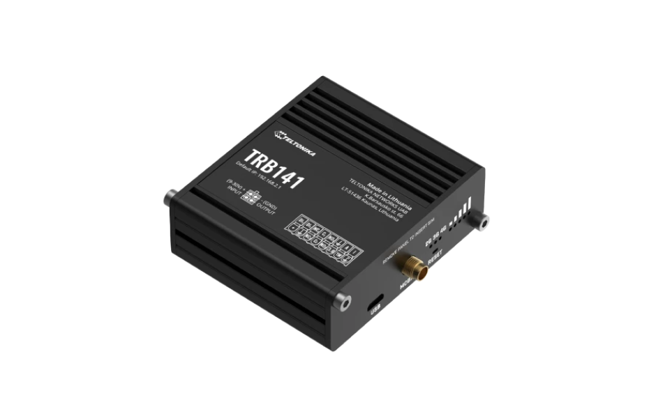 TRB141 - Gateway komórkowy 4G (LTE); Moduł I/O 128MB RAM; SMS; IPSec; openVPN; możliwy montaż na szynie DIN 4