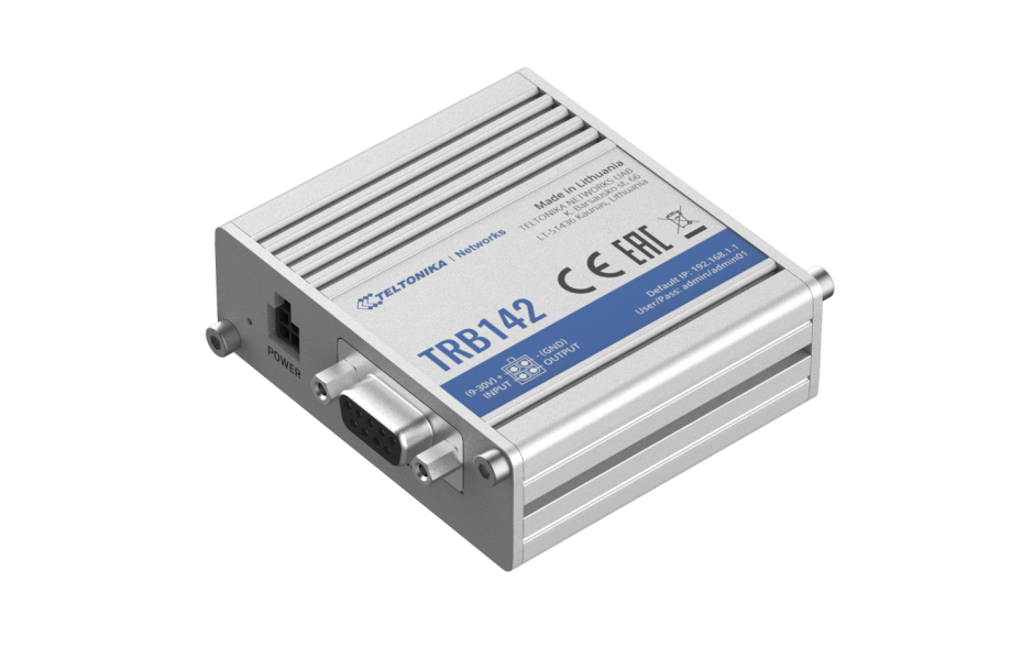 TRB142 - Gateway komórkowy 4G (LTE); RS232; 128MB RAM; SMS; IPSec; openVPN; możliwy montaż na szynie DIN 2