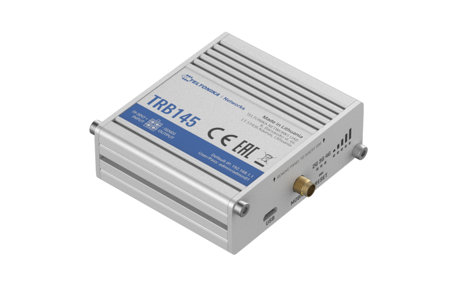 TRB145 - Gateway komórkowy 4G (LTE); Modbus RTU RS485; openVPN; SMS; możliwy montaż na szynie DIN (GSM) 