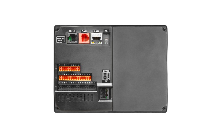 X7; 7" kolor dotykowy; 256 kB pamięci; RS232; RS485; CAN; mini USB; MicroSD; 12 DI (24VDC; 4 HSC); 12 DO (24VDC; 2 PWM); 4 AI (4-20mA; 12 bit); 2 AO (4-20mA; 12 bit)	 2
