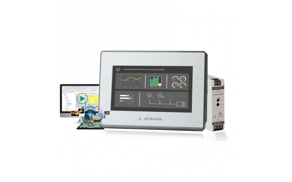 Zestaw szkoleniowy Astraada HMI - dotykowy panel 7", zasilacz, szkolenie online, oprogramowanie i podręczniki