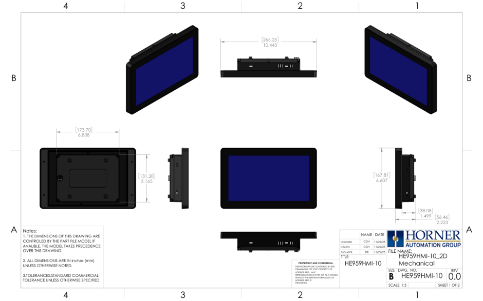 HMI Connect 10" LCD(1024 x 600); + kabel HE-HMICBL-1M; wymaga CPU300 3