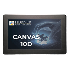 Canvas 10D; 10.1" kolor; 2 MB pamięci; RS232; RS485; RS232/485; 2x Ethernet; 2x USB; MicroSD; 2x CAN; 12 DI (24V; 4 HSC); 6 DO (przekaźnik 2A); 4 AI (0-10V; 0-20mA; 4-20mA)